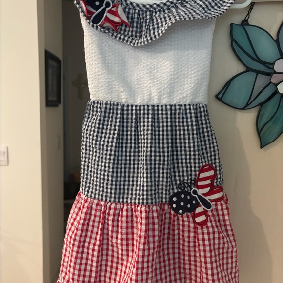 Emily Rose White, Red, and Blue Gingham Dress with Butterfly Accents - Picture 1 of 3
